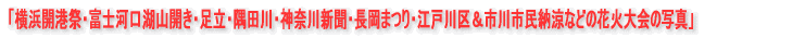 �u���l�J�`�ՁE�x�m�͌��ΎR�J���E�����E���c��E�_�ސ�V���E�����܂�E�]�ː�恕�s��s���[���Ȃǂ̉ԉΑ��̎ʐ^�v 